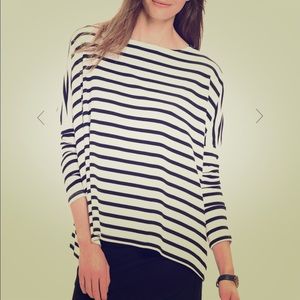 Hatch Black and White Striped Long Sleeve Tee